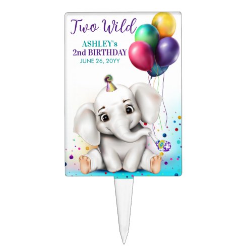 Cute Elephant Birthday Party Cake Topper