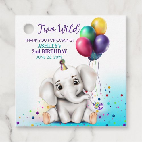 Cute Elephant Birthday Party Favor Tags