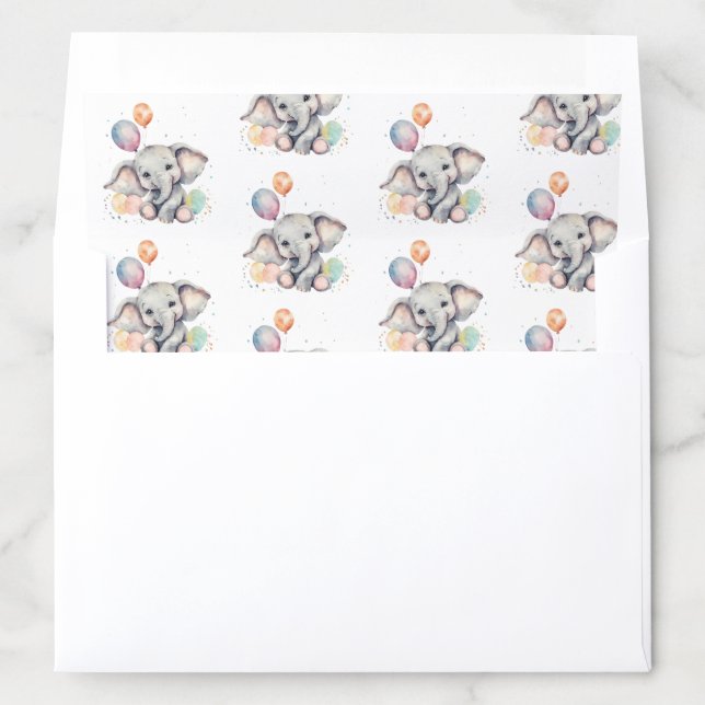 Cute Elephant Birthday Party Gift Balloons Envelop Envelope Liner (In Envelope)