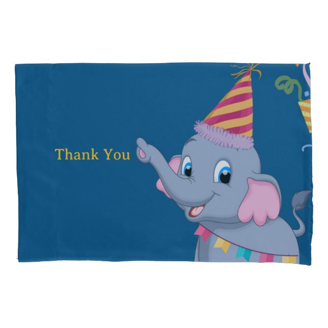 Cute Elephant Birthday  Pillow Case (Front)