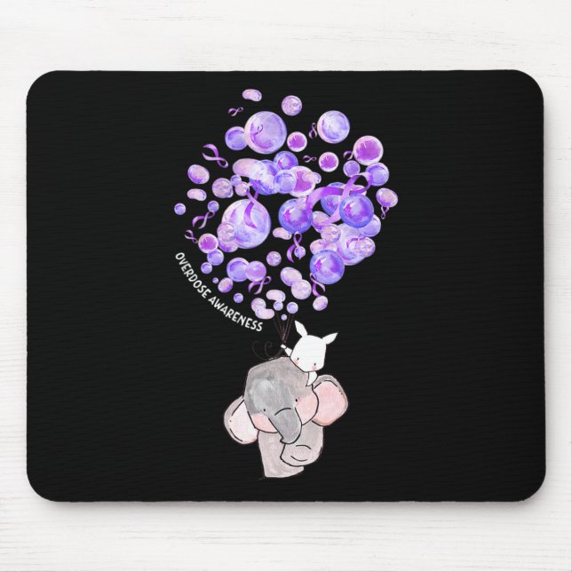 Cute Elephant Blowing Up Purple Balloons Overdose  Mouse Pad (Front)