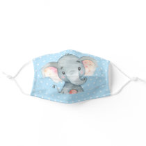 Cute Elephant Blue and Gray Cloth Face Mask