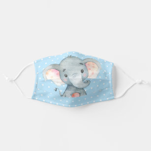 Cute Elephant Blue and Gray Cloth Face Mask