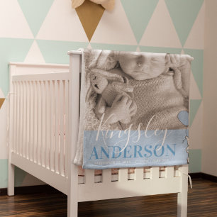 Cute Elephant Blue Baby Name, Birth Stats   Photo Blanket