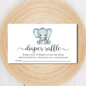 Cute Elephant Blue Diaper Raffle Baby Shower Enclosure Card