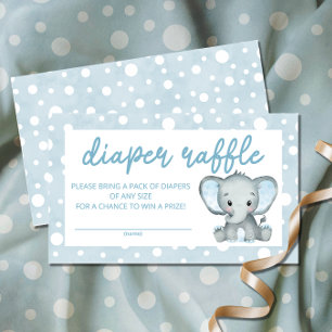 Cute Elephant blue diaper raffle ticket Enclosure Card