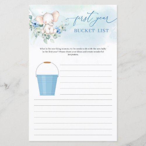 Cute elephant blue flowers Bucket List First Year