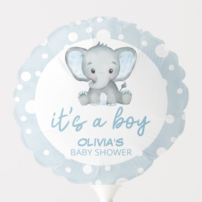 Cute Elephant blue It's a Boy Baby Shower  Balloon (Front)