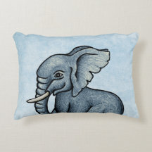 Cute Elephant Blue Personalized Accent Pillow