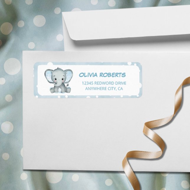 Cute Elephant blue Return Adress Label (Creator Uploaded)