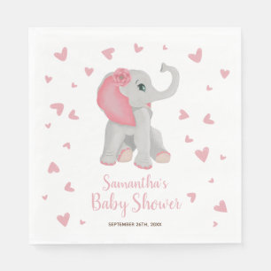 Cute Elephant Blush Pink Watercolor Baby Shower Napkins