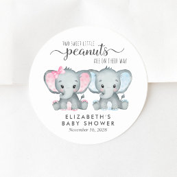 Cute Elephant Boy And Girl Twin Baby Shower Classic Round Sticker