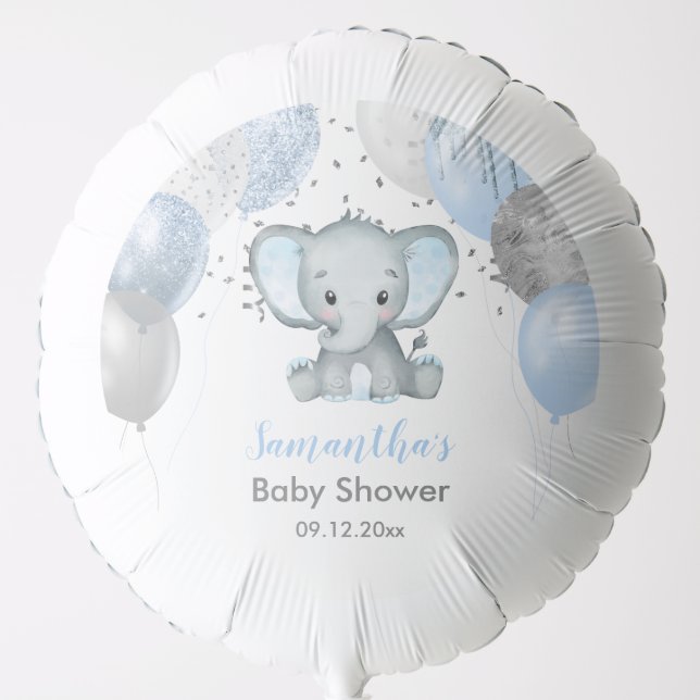 Cute Elephant Boy Baby Shower Balloon (Front)
