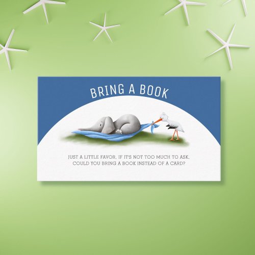 Cute Elephant Boy Baby Shower Book Request  Enclosure Card