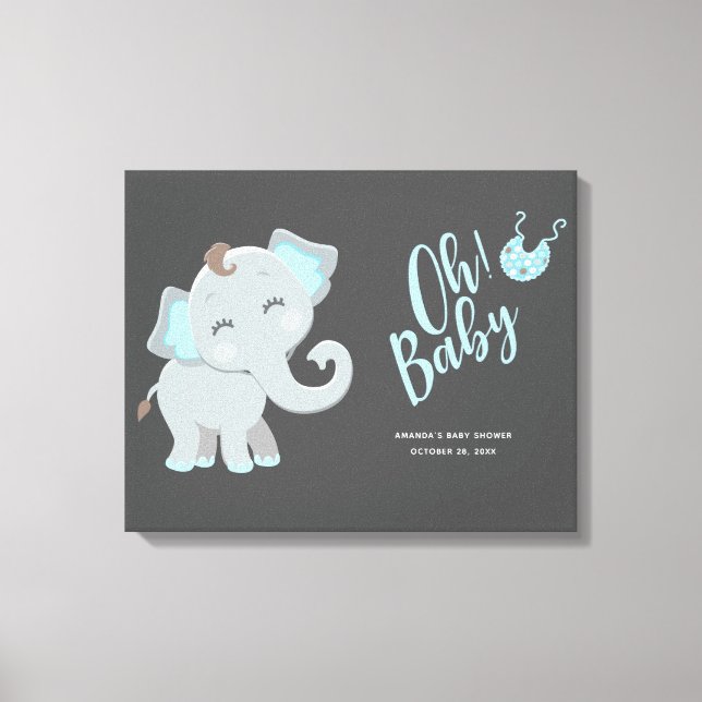 Cute Elephant Boy Baby Shower Canvas Print (Front)