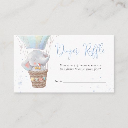 Cute Elephant Boy Baby Shower Diaper Raffle Card