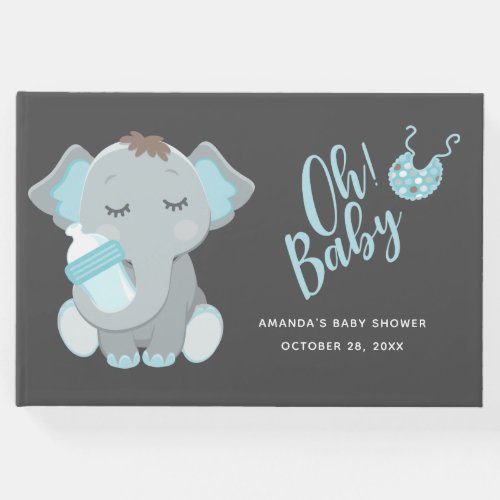 Cute Elephant Boy Baby Shower Guest Book