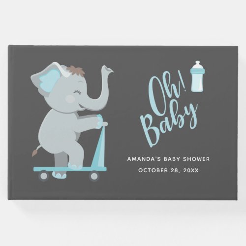 Cute Elephant Boy Baby Shower Guest Book