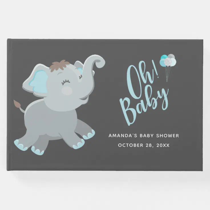 Cute Elephant Boy Baby Shower Guest Book Zazzle