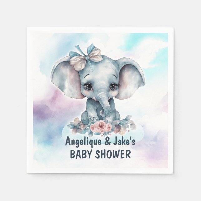 Cute Elephant Boy Baby Shower Napkins (Front)
