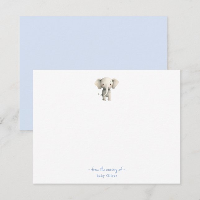 Cute Elephant Boy Baby shower Thank you (Front/Back)