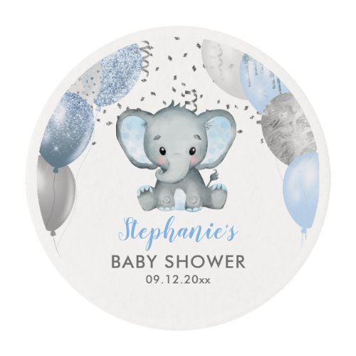 Cute Elephant Boy Balloons Baby Shower Edible Frosting Rounds