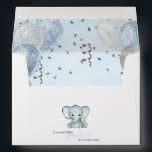 Cute Elephant Boy Balloons Baby Shower Envelope<br><div class="desc">This adorable baby shower invitation envelope features blue and gray baby boy elephant with balloons and confetti.  Easily customized for your event by clicking personalize. The perfect addition for your baby shower invitations.</div>