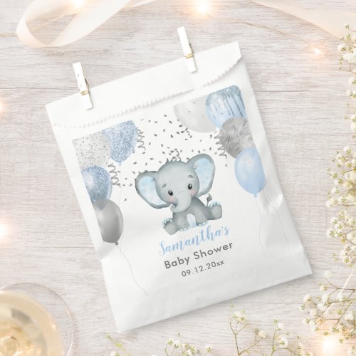 Cute Elephant Boy Balloons Baby Shower Favor Bag