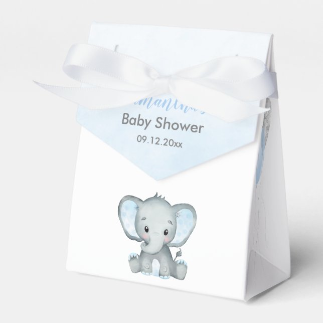 Cute Elephant Boy Balloons Baby Shower Favor Boxes (Front Side)