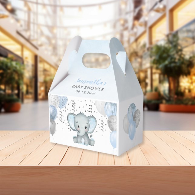 Cute Elephant Boy Balloons Baby Shower Favor Boxes (Cute Elephant Boy Balloons Baby Shower Favor Boxes)