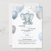 Cute Elephant Boy Balloons Watercolor Baby Shower Invitation (Front)