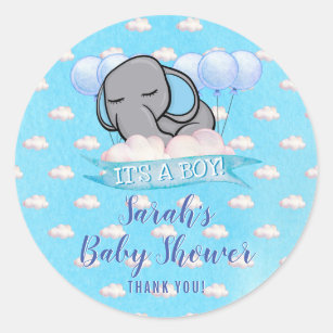 Personalised Boy Blue Elephant Christening Stickers Thank you Sweet Cones Bags 