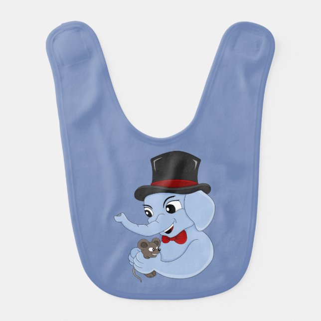 Cute elephant boy cartoon baby bib (Front)