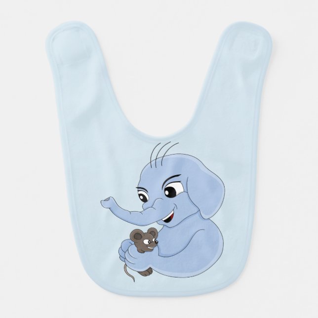 Cute elephant boy cartoon baby bib (Front)
