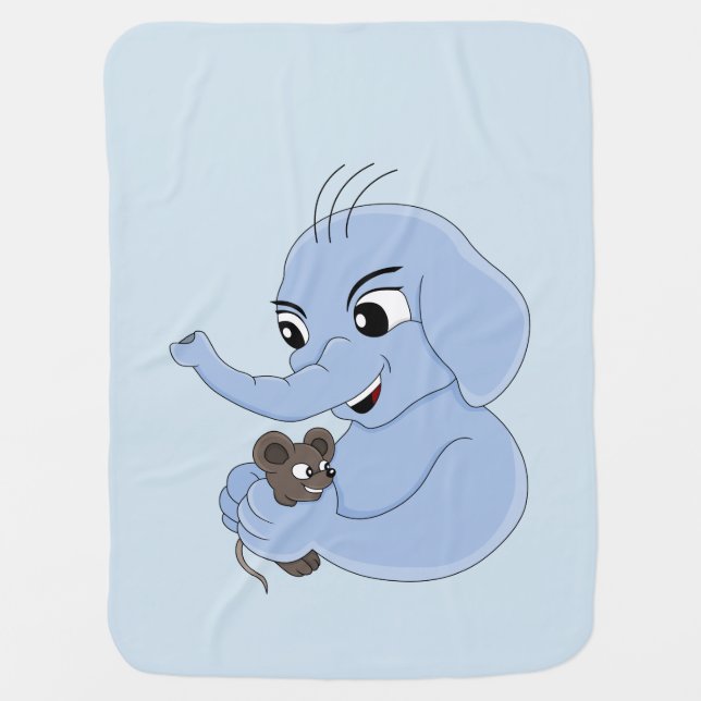 Cute elephant boy cartoon baby blanket (Front)
