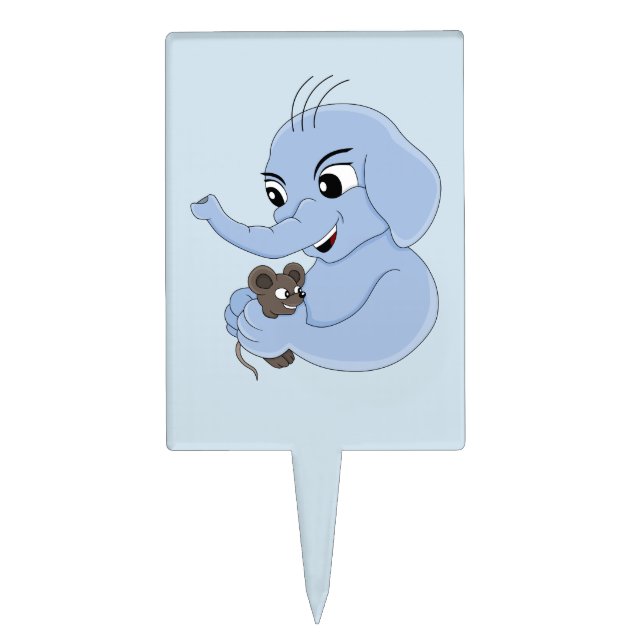 Cute elephant boy cartoon cake topper (Front)