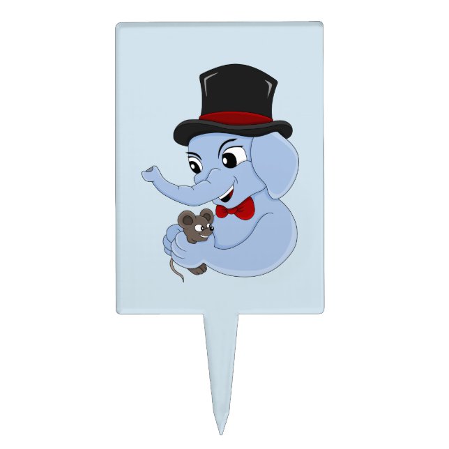 Cute elephant boy cartoon cake topper (Front)