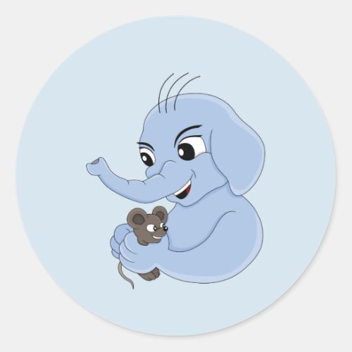 Cute elephant boy cartoon classic round sticker
