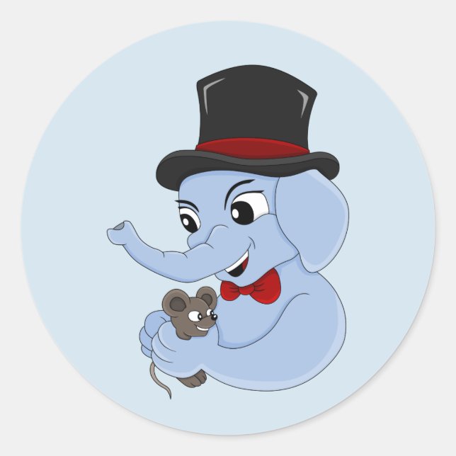 Cute elephant boy cartoon classic round sticker (Front)