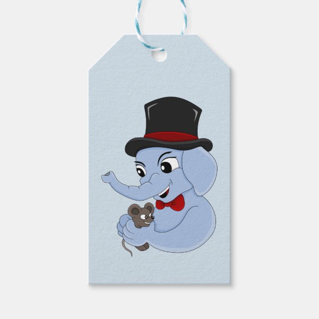 Cute elephant boy cartoon gift tags (Front)