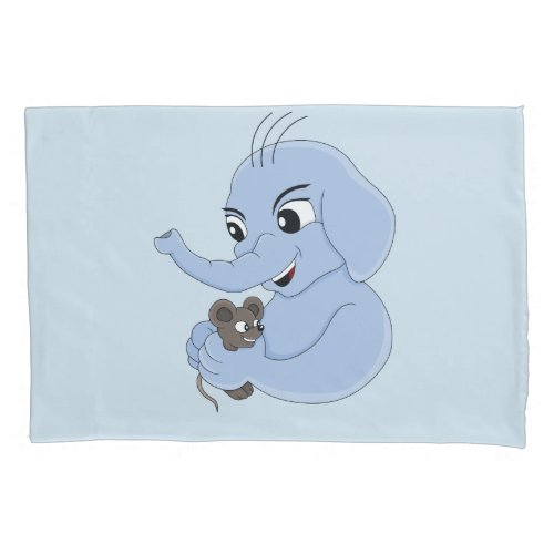 Cute elephant boy cartoon pillow case
