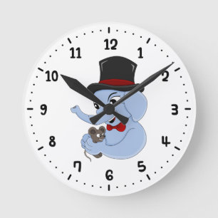 Cute elephant boy cartoon round clock