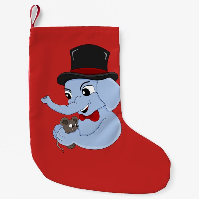 Cute elephant boy cartoon small christmas stocking (Front)