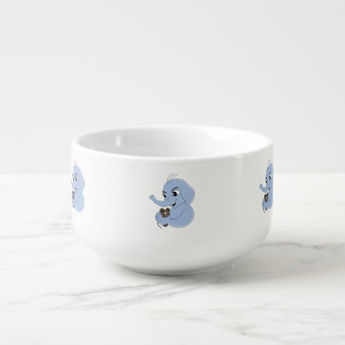 Cute elephant boy cartoon soup mug