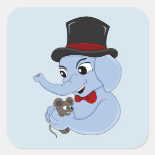 Cute elephant boy cartoon square sticker