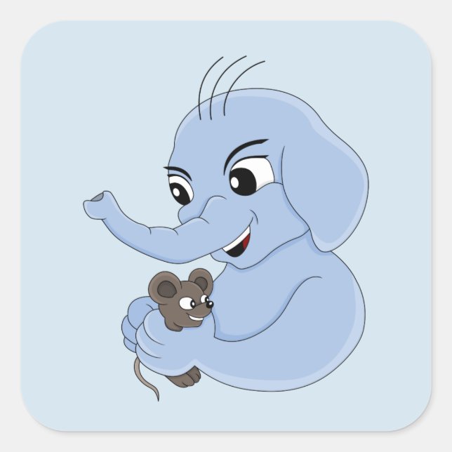 Cute elephant boy cartoon square sticker (Front)