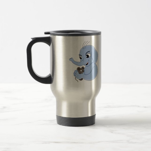 Cute elephant boy cartoon travel mug (Left)