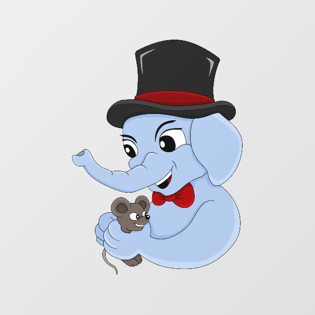 Cute elephant boy cartoon wall decal  (Front)