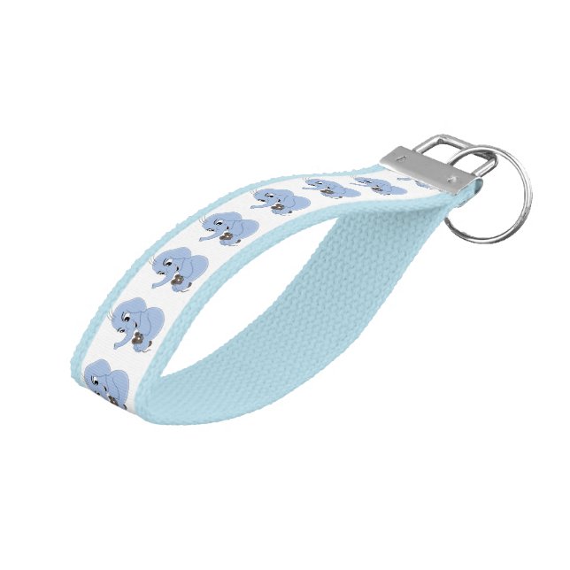 Cute elephant boy cartoon wrist keychain (Angled Up)