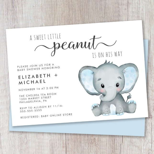 Cute Elephant Boy Couples Baby Shower Invitation (Creator Uploaded)